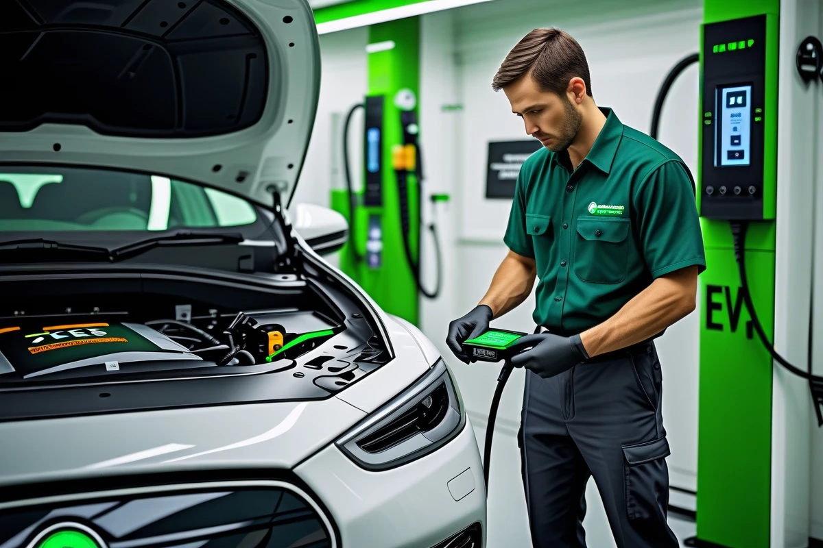 EV battery service and inspection at Eco Auto