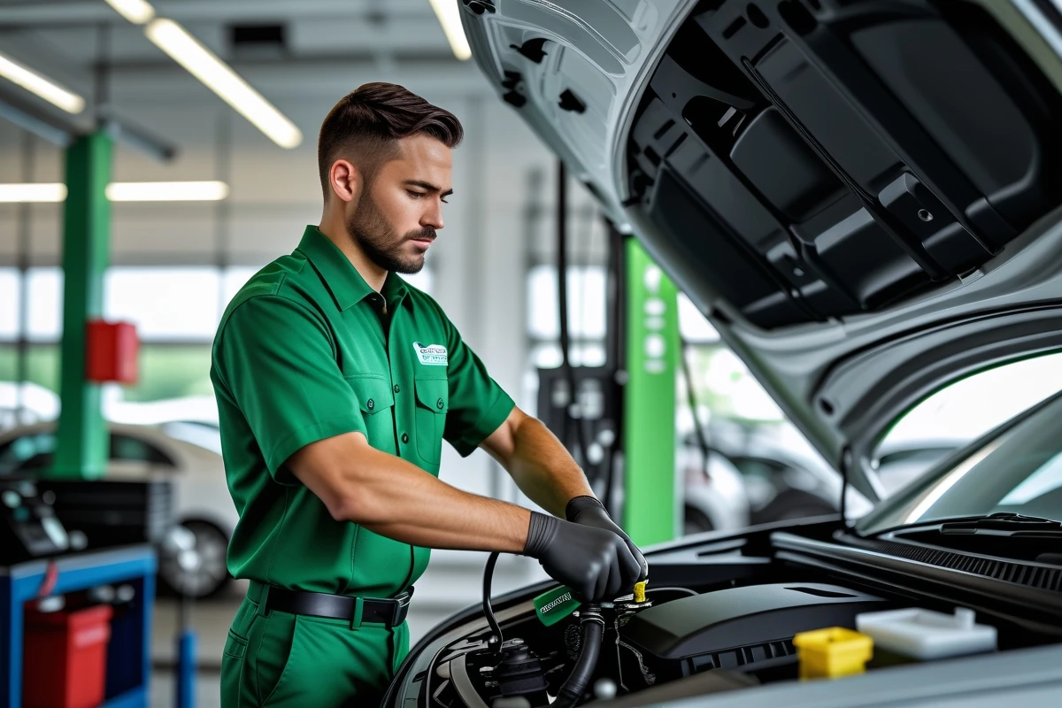 Professional oil change service at Eco Auto